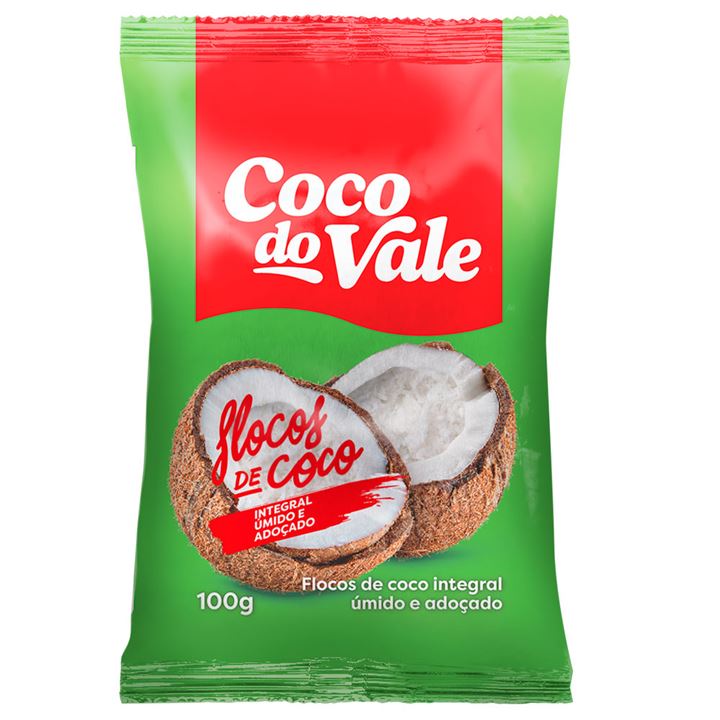 Coco Ralado Flocos Úmido Adoçado Coco do Vale Caixa 24x100g