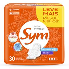 Absorvente Cobertura Seca Com Abas Sym Pacote 30 Unidades