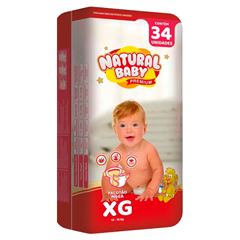 Fralda Premium Natural Baby XG Pacote 34 Unidades