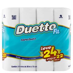 Papel Higiênico Fit Neutro Duetto Leve 24 Pague 22 Fardo 4x24x30m