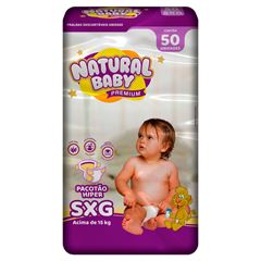 Fralda Premium Natural Baby XXG Pacote 50 Unidades