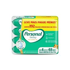Toalha Umedecida Personal Baby Toque Macio Pacote 4x48 Unidades