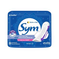 Absorvente Seca Noite & Dia com Aba Sym Pacote 8 Unidades