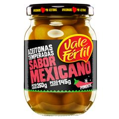 Azeitona Verde Tempero Mexicano Vale Fértil Vidro Unidade 145g